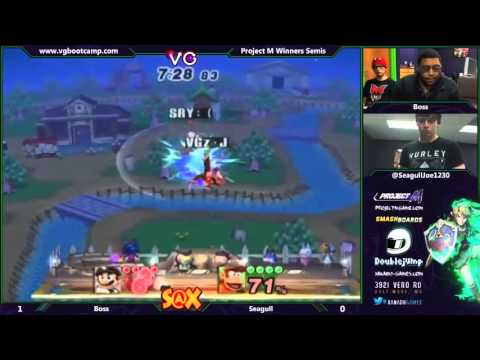 S@X 9/23/14 - Boss (Mario) vs Seagull Joe (Diddy Kong) - Project M Winners Semis - Smash PM