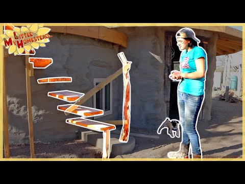 Inside Cob/Stucco & Starting Homemade Stair Railing | Shae's Earthbag Bedroom | Weekly Peek Ep115