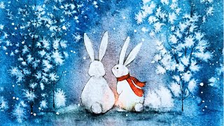 How to Paint Cute Winter Rabbits in Watercolor | Easy Christmas Watercolor Tutorial