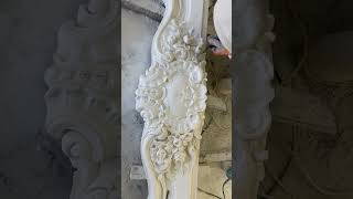 Hand carved marble fireplace mantel