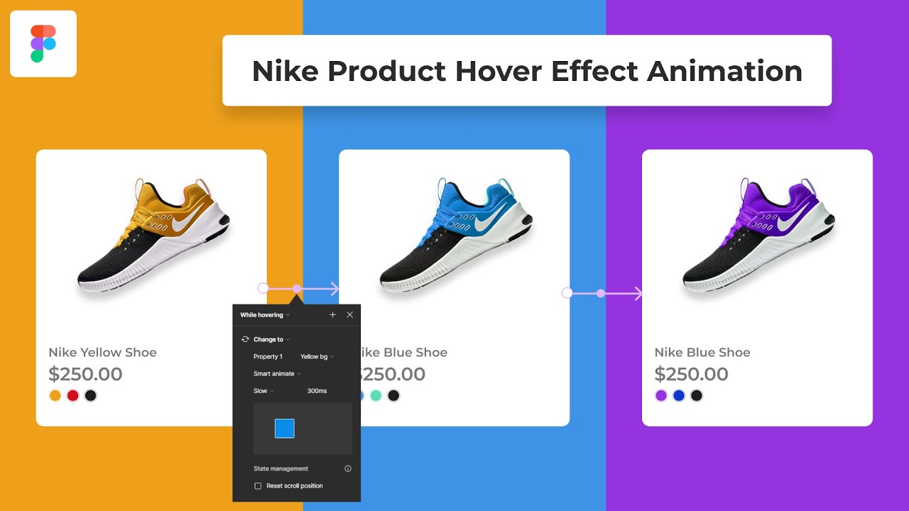Nike Product Hover Effect Prototype Animation figma tutorial