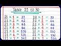 Learn Multiplication Table of 21 to 30 | Table of 21 to 30 | rhythmic table of twenty one to thirty