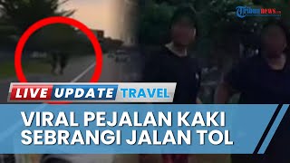 Nekat! 2 Warga Pejalan Kaki Wanita Sembarangan Nyeberang di Jalan Tol Amplas Medan