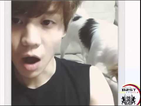 141005 #BEASTAGRAM @yysbeast: "주인은 바닥에 양갱이는 쇼파에"