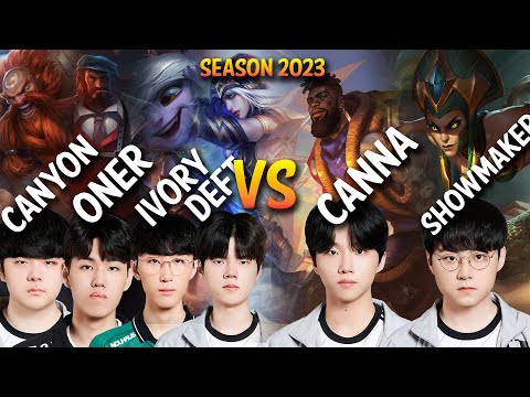 Canyon, Oner, Ivory, Deft vs Canna & Showmaker - Patch 13.12 KR Ranked