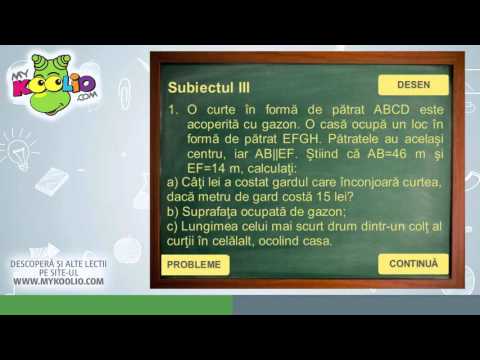 Test de matematică în vederea pregătirii pentru Evaluarea Națională 2016