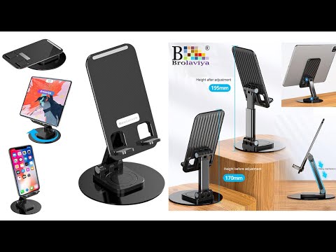 BROLAVIYA Desktop Mobile Phone,Tablet Stand Holder, 360 Degree Rotating Metal Base