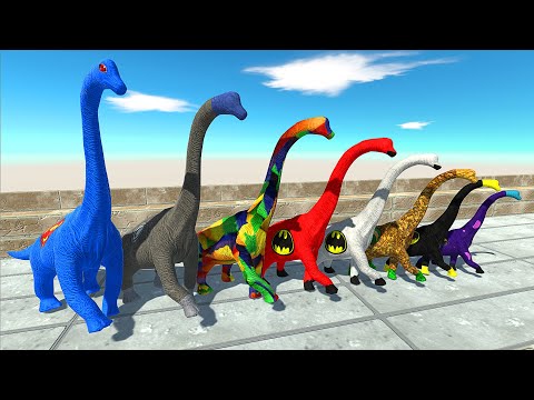 DEATH RUN VS DIFFERENT SIZE SUPER BRACHIOSAURUS - Animal Revolt Battle Simulator