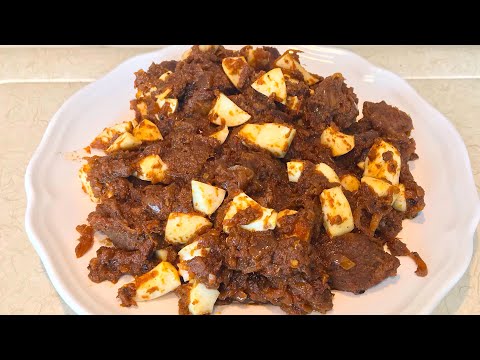 Fried meat in tomato sauce with eggs | How to make fried  meat in tomato sauce .