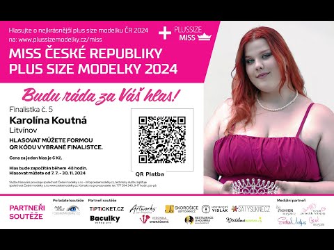 Video medailonek finalistky soutěže Miss Plus Size modelky ČR 2024 Karolína Koutná finalistka s číslem 5
