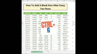 Add blank rows between every two rows in Excel