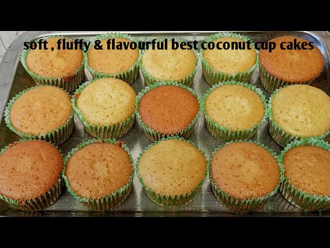 Super Moist Coconut Cupcakes Recipe | Soft  Flavorful Coconut Cup Cake | arfa's cooking world 