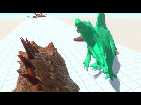COLOURFUL SPINOSAURUS DEATH RUN - Animal Revolt Battle Simulator