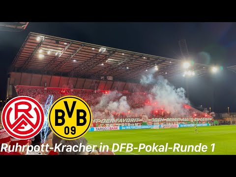 Rot-Weiss Essen - Borussia Dortmund | große Pyroshow & starker RWE Kampf im Ruhrpott-Duell 