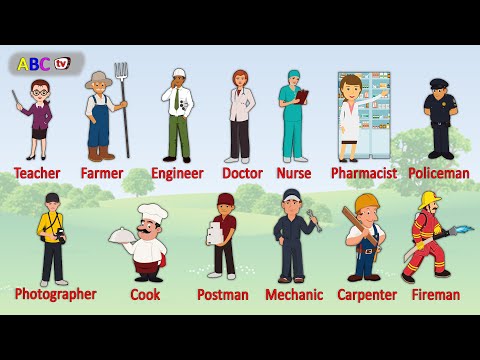 Jops and occupation for kids / children - easy learning english focus - ABC tv تعليم المهن والوظائف