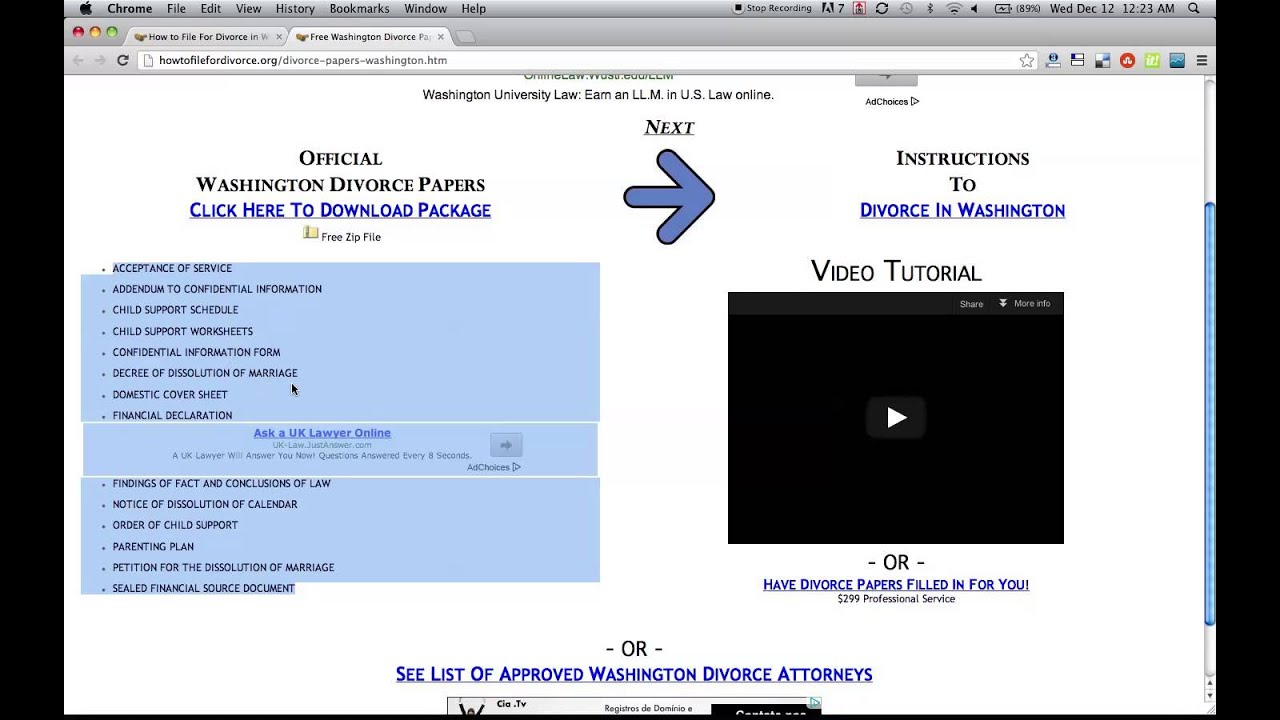 Free Washington Divorce Papers and Forms