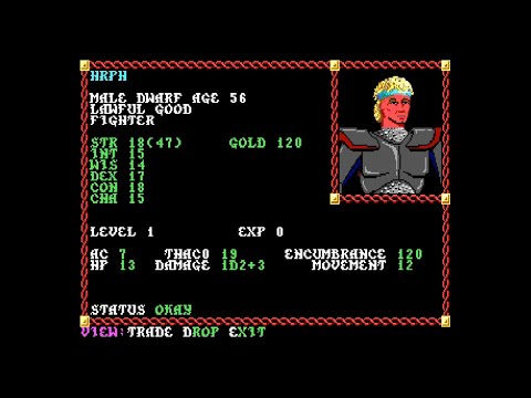 Hrph plays AD&D Pool of Radiance (PC) - episode 1 - New Phlan