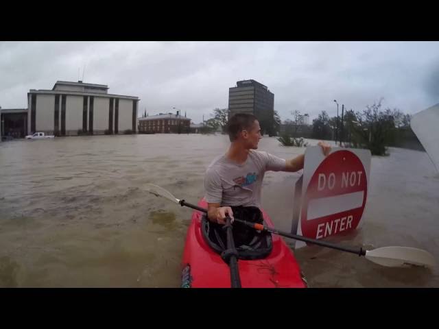 Fayetteville, NC Flooding 8OCT2016 Kayaking INSIDE a building. Hurricane Matthew