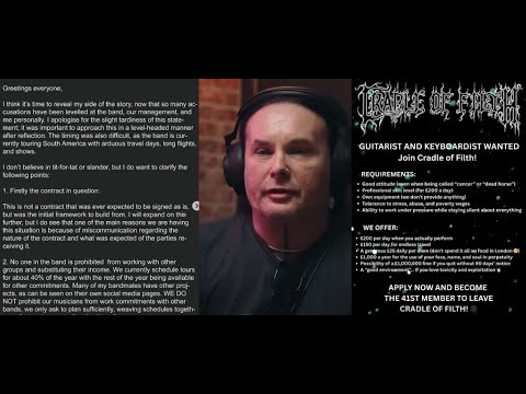 Thumbnail for Cradle Of Filth's Dani Filth has issued huge statement on his side of the dispute of members quiting by R.E.M., L.A.B., Head, The Band, Ween, Dani Filth, Cradle of Filth, Y&T, Sting