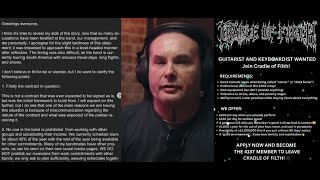 Cradle Of Filth&#39;s Dani Filth has issued huge statement on his side of the dispute of members quiting