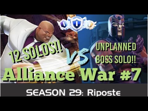 MCOC - Alliance War - Season 29 - War #7 - 12 Solos!! - Kingpin VS Magneto - Unplanned Boss Solo!!