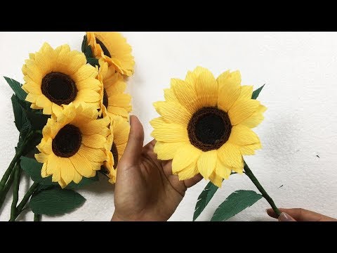 How To Make Sunflower Paper Flower From Crepe Paper | VUNU ART