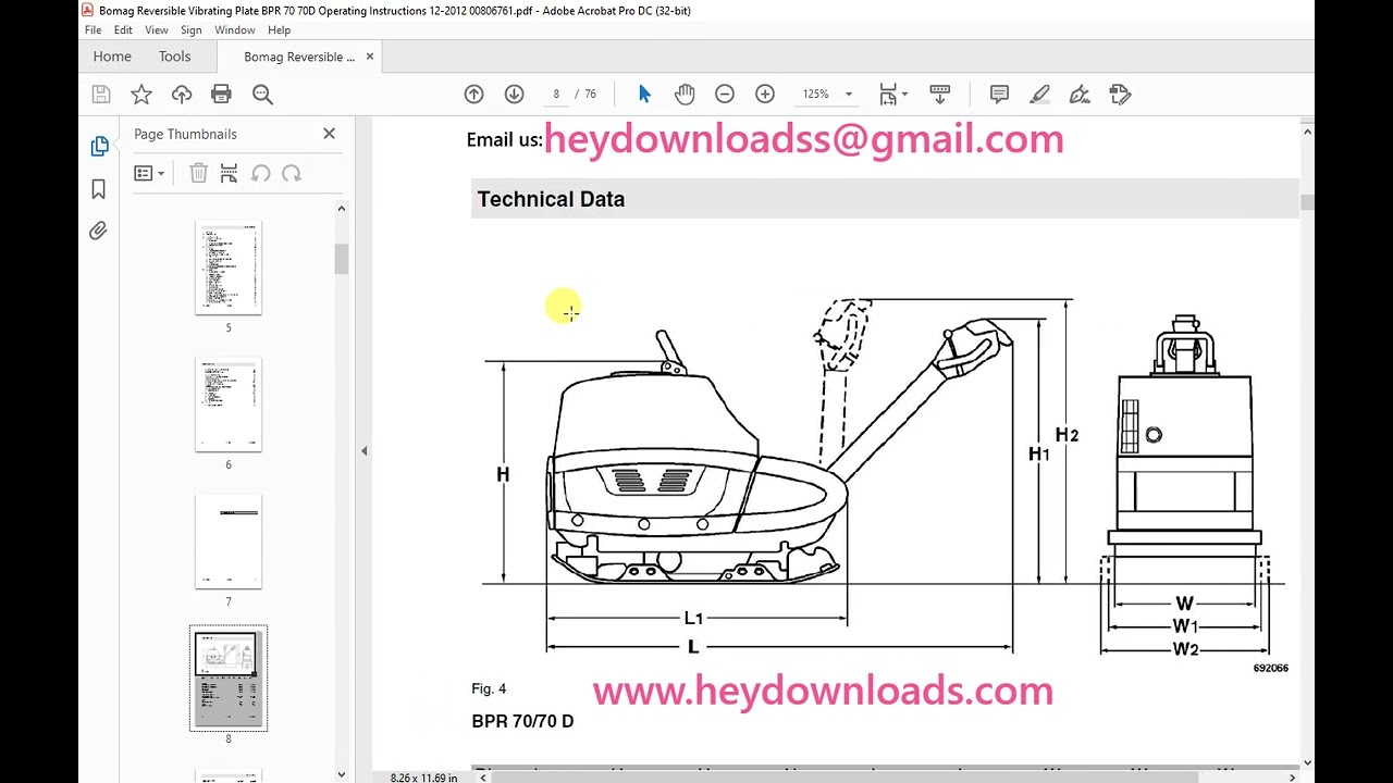 Bomag BPR 70 70 D Reversible Vibrating Plate Operating instructions Manual 00806761