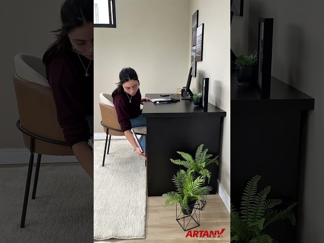 Mesa Escrivaninha Florence 2 Gavetas Nogal/Preto - Artany Móveis