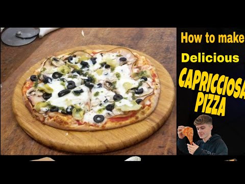Fazendo pizza capricciosa em restaurante libanês