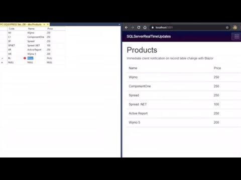 Data Binding Blazor FlexGrid to SQL Server with Real Time Updates