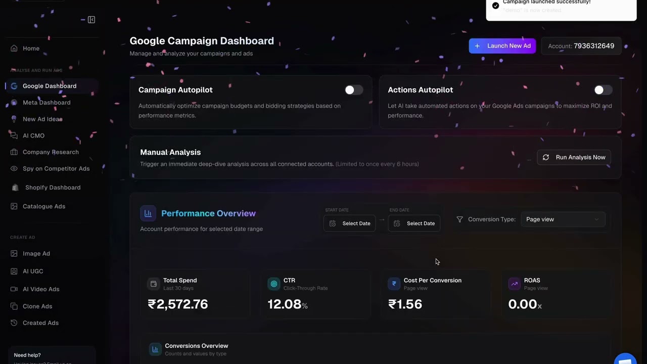 Muze AI | Google Ads Dashboard Walkthrough & Campaign Launch: Complete Product Demo