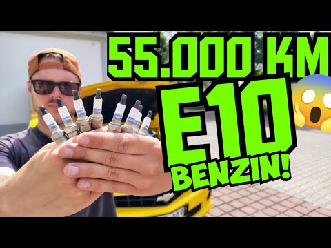 Super E10 gasoline for 55,000 km. Is there any damage, and what do the spark plugs look like?