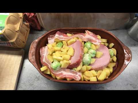 Römertopf - Kasseler Rosenkohl Kartoffeln