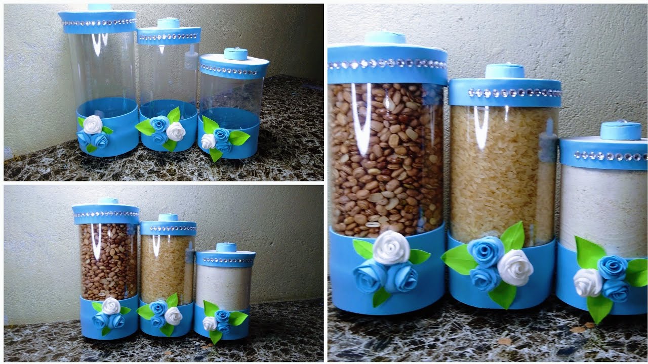 Potes de Garrafas pet , porta alimentos/ARTESANATO COM GARRAFAS PET