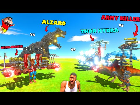 ALZARO vs THOR HYDRA vs ARMY KILLER vs MECHA MONSTER in Animal Revolt Battle Simulator | ARBS CHOP