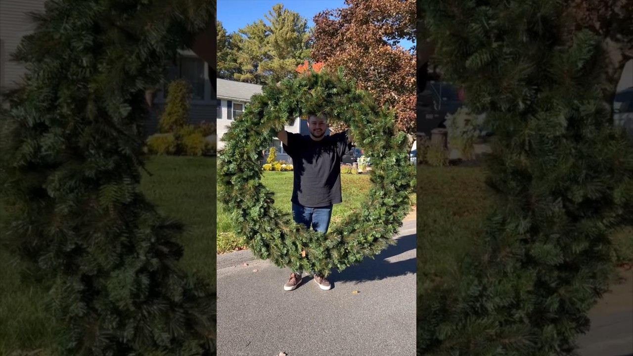 Come build this MASSIVE 72” wreath with us! Who wants to see it decorated?! 🎄🙌🏻 #shorts #diy