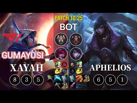 T1 Gumayusi Xayah vs Aphelios Bot - KR Patch 10.25