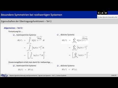 Vorlesung "Signale und Systeme - Teil 1", 4. Lineare Systeme, Teil 3