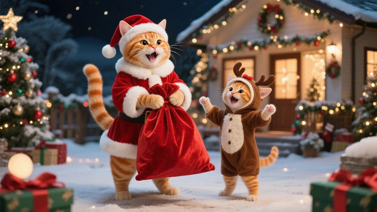 🎁 Mama Cat with Kitten Ginger Prepare Christmas Gifts for Everyone 🎄🐾