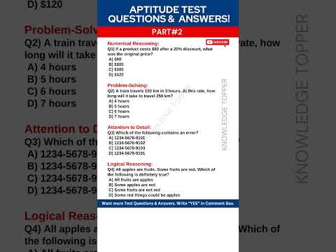 Aptitude Test Assessment Questions and Answers | Aptitude Test Preparation