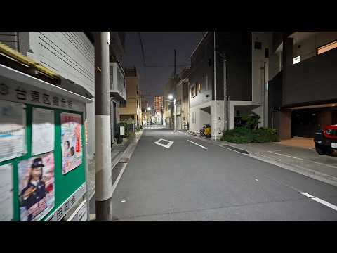 Tokyo night walk - sakura and back streets • 4K