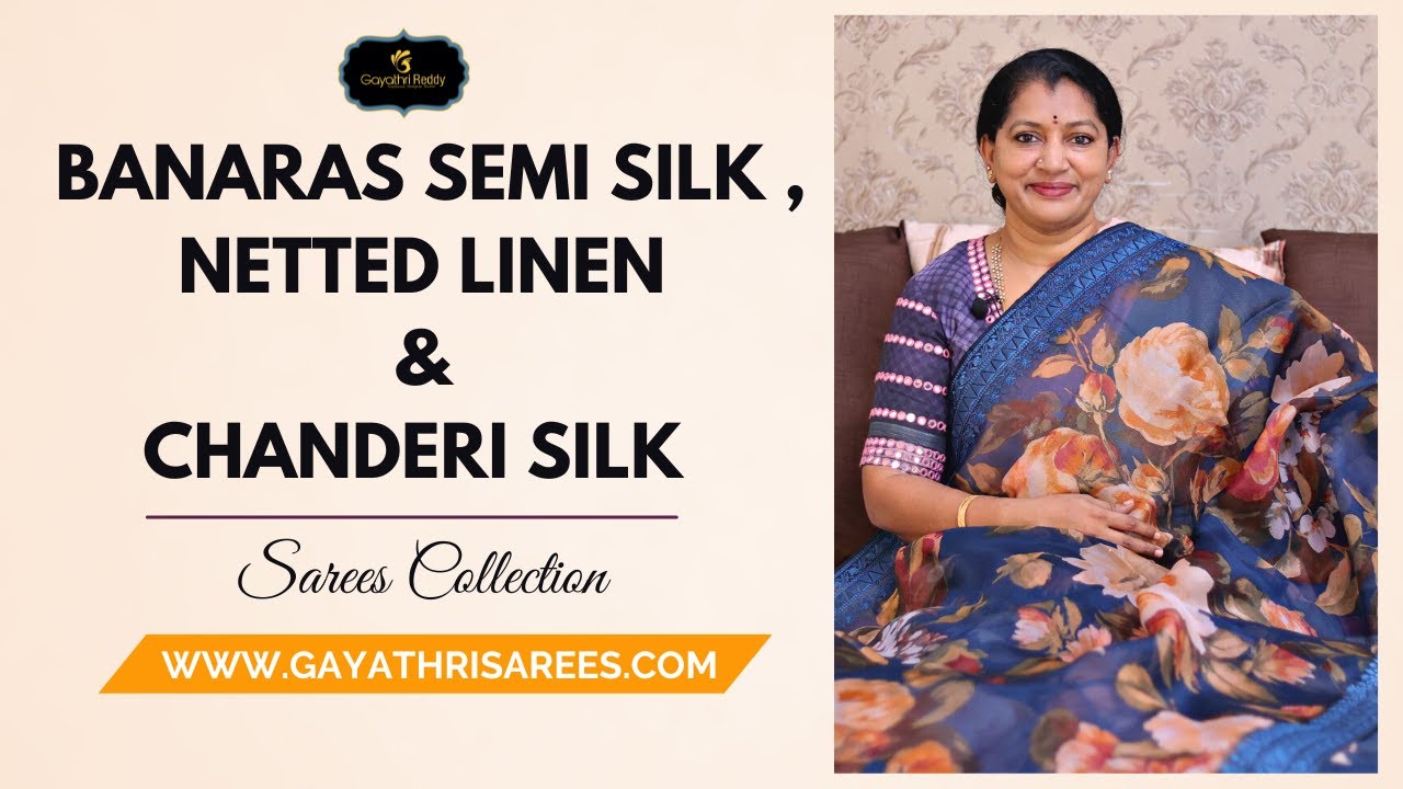 <p style="color: red">Video : </p>New Latest Banaras Semi Silk    Chanderi Silk &amp;  Netted Linen Sarees Collection | Gayathri Reddy | 2023-02-07