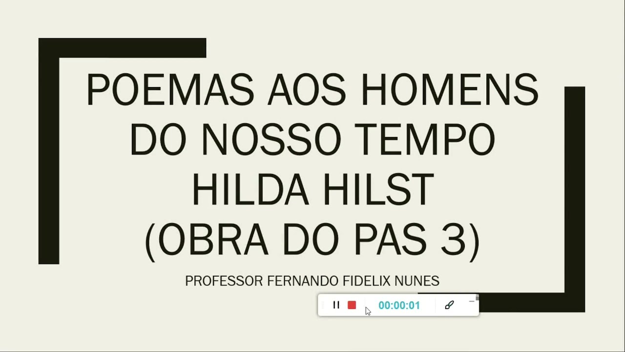 ANÁLISE DE "POEMAS AOS HOMENS DO NOSSO TEMPO" - HILDA HILST - OBRA DO PAS/UnB 3ª ETAPA