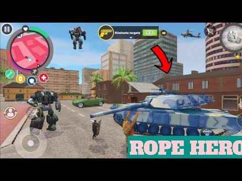 Rope Hero Vice Town (Stone Giant ThrowArmy Tank) Mutant Man Fight Police CAR- Android Gameplay HD