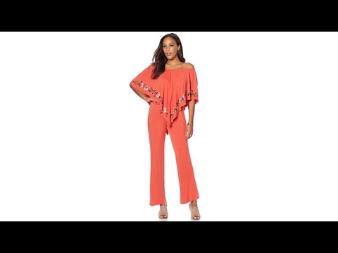 Curations On/Off Shoulder Embroidered Jumpsuit