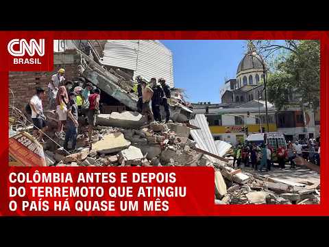 VEJA: Imagens mostram antes e depois de áreas na Colômbia após passagem de terremoto | CNN BRASIL