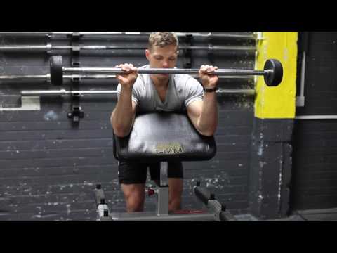 Reverse Grip Barbell Preacher Curls