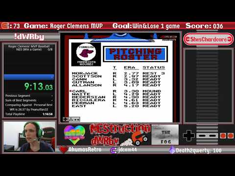 Roger Clemens MVP Baseball (NES) Win a Game Speedrun PB 24:12 by ShesChardcore