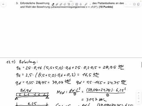 Aufg. 13 Plattenbalken - Biegebemessung - Anschluss Druckgurt (Klausur WiSe 23/24)
