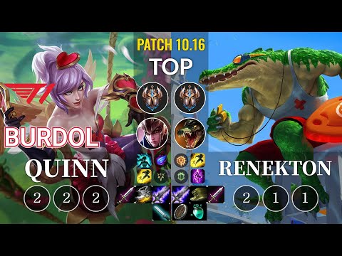 T1 Burdol Quinn vs Renekton Top - KR Patch 10.16